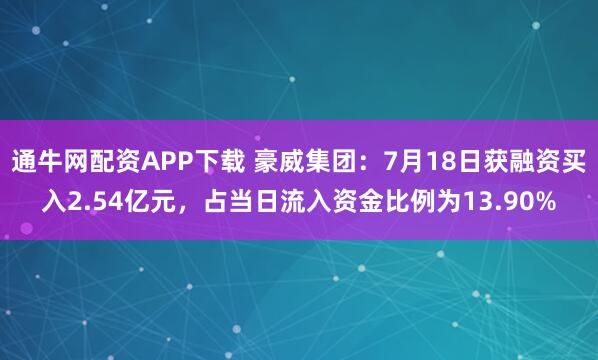 通牛网配资APP下载 豪威集团:7月18日获融资买入2.54亿元,占当日流入资金比例为13.90%